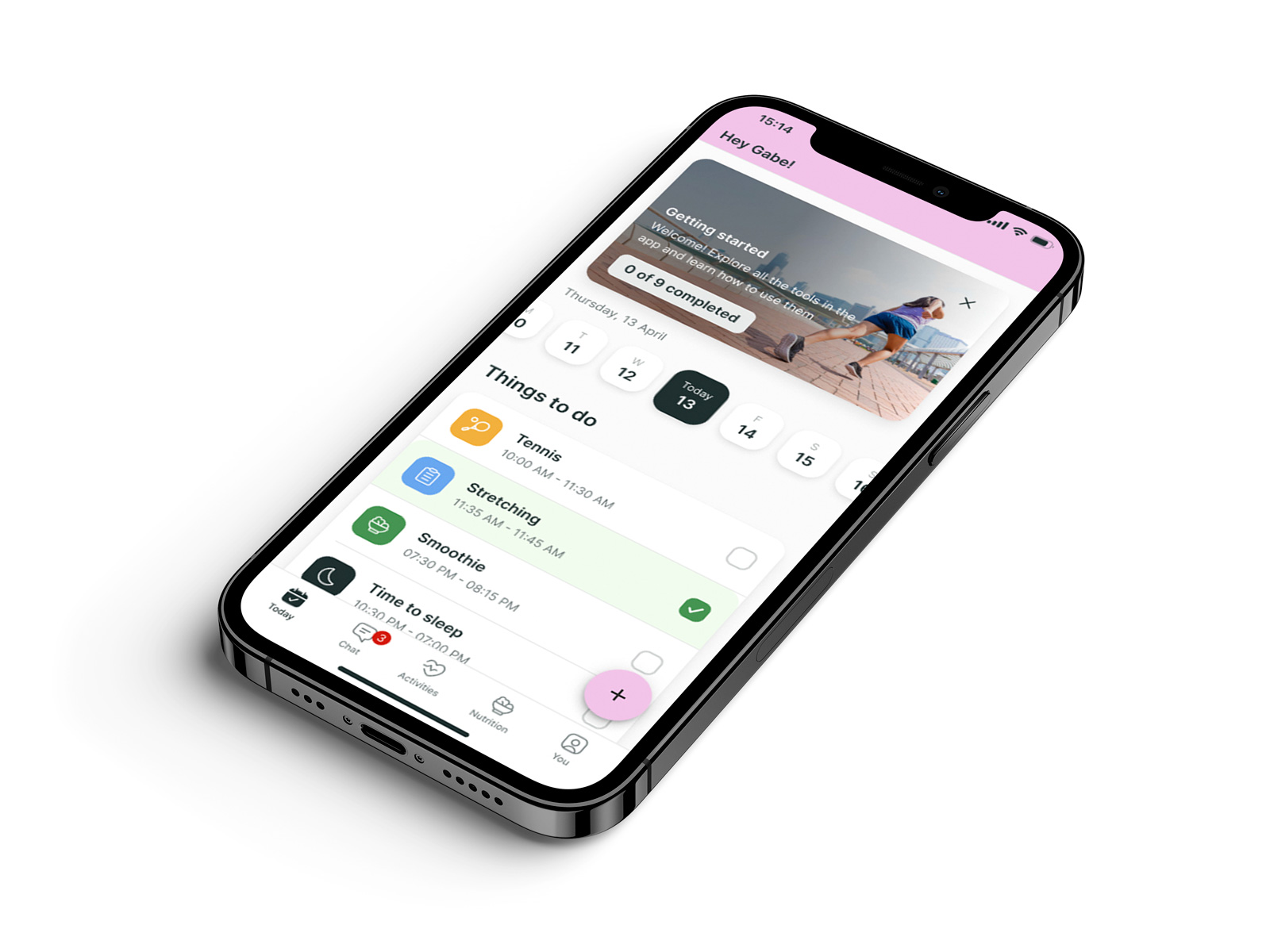 A mockup of the coaching app showcasing the features.